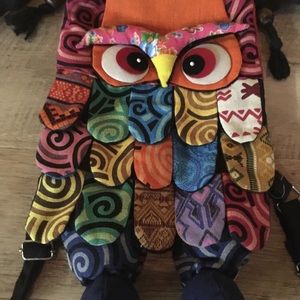 Folk art inspired Owl purse/backpack